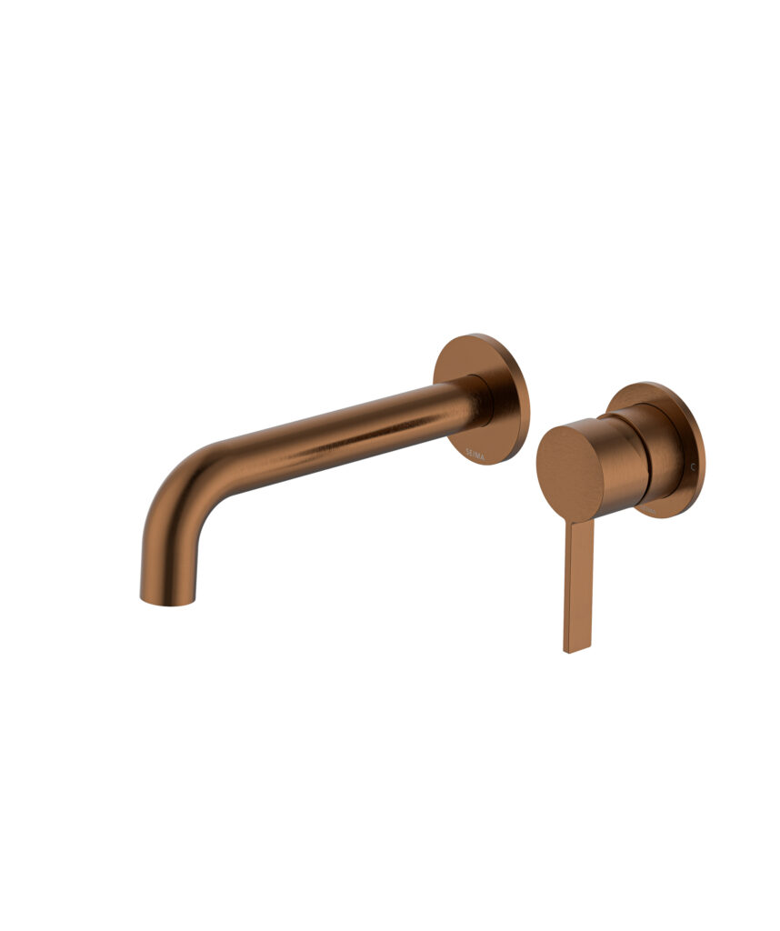 Edge Wall Mixer and Spout Set with Separate Backplates - Lead Free - Brushed Bronze