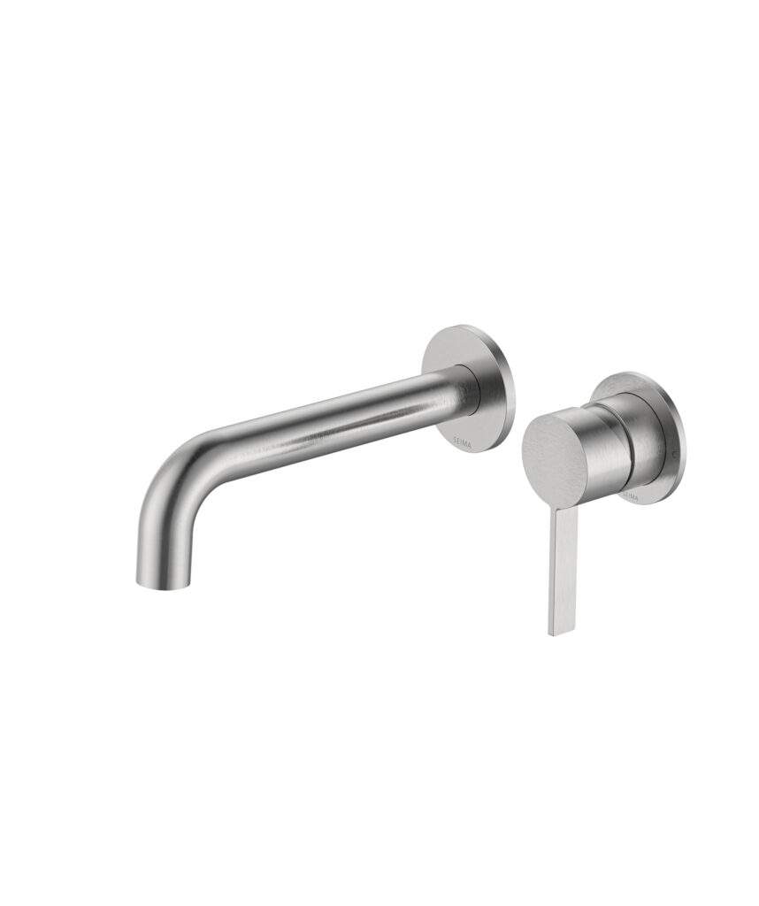 Edge Wall Mixer and Spout Set with Separate Backplates - Lead Free - Brushed SS