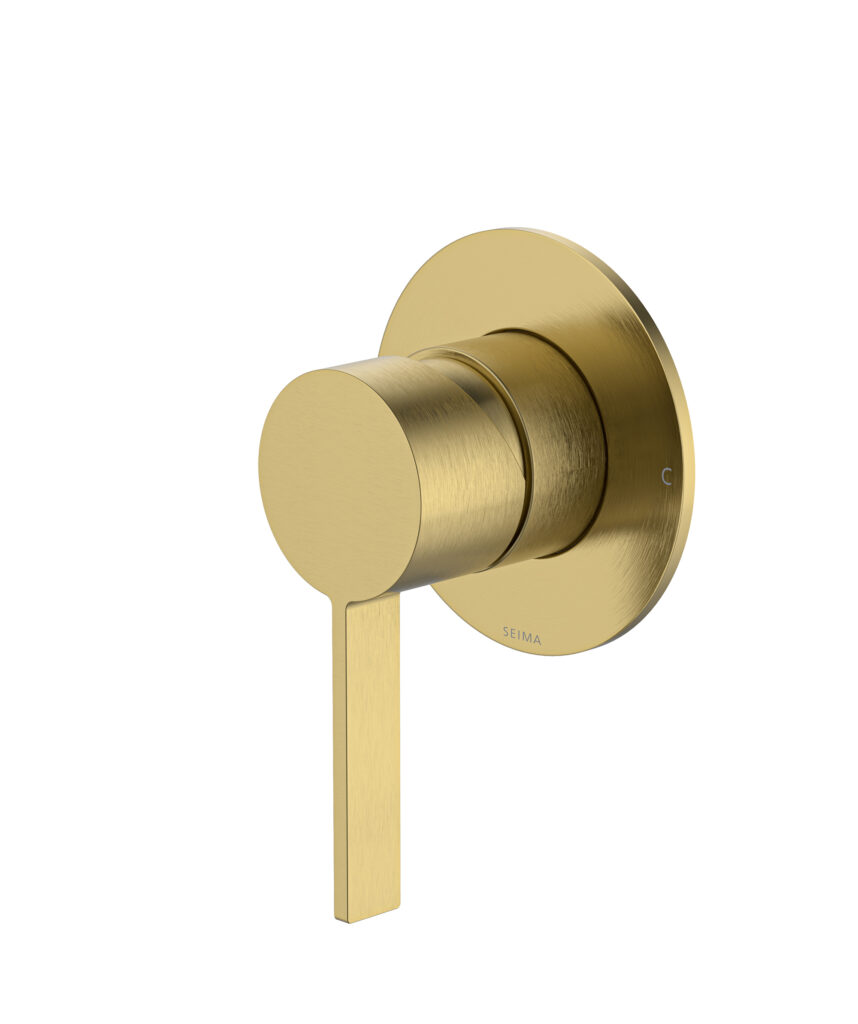 Edge Wall Mixer with 80mm Backplate - Lead Free - Brushed Gold