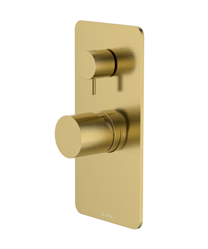 Enna Diverter Mixer with Full Backplate - Lead Free - Brushed Gold