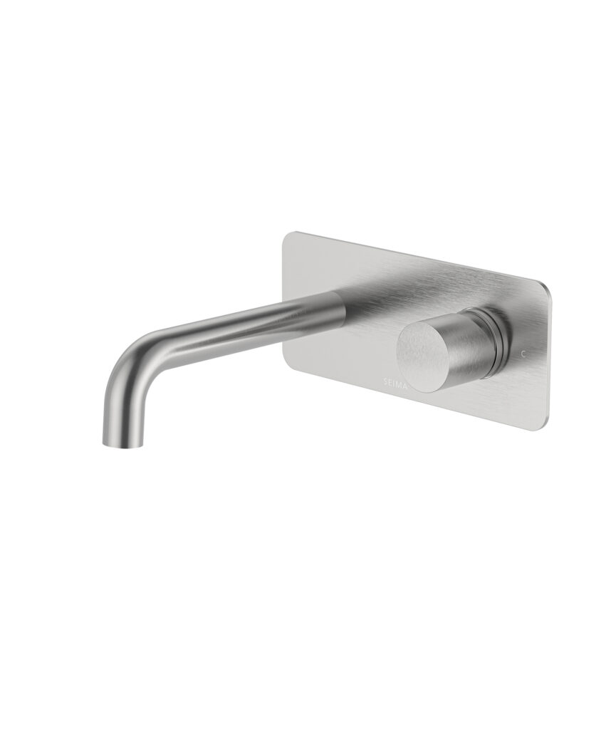 Enna Wall Mixer and Spout Set with Full Backplate - Lead Free - Brushed SS