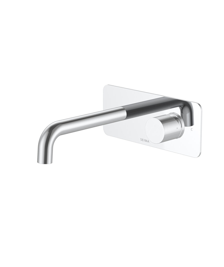 Enna Wall Mixer and Spout Set with Full Backplate - Lead Free - Chrome