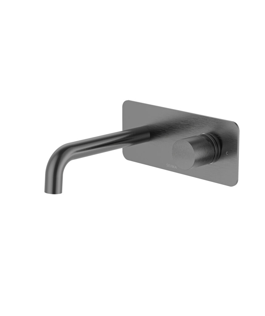 Enna Wall Mixer and Spout Set with Full Backplate - Lead Free - Gunmetal