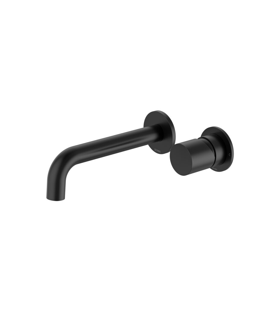Enna Wall Mixer and Spout Set with Separate Backplates - Lead Free - Black Matte