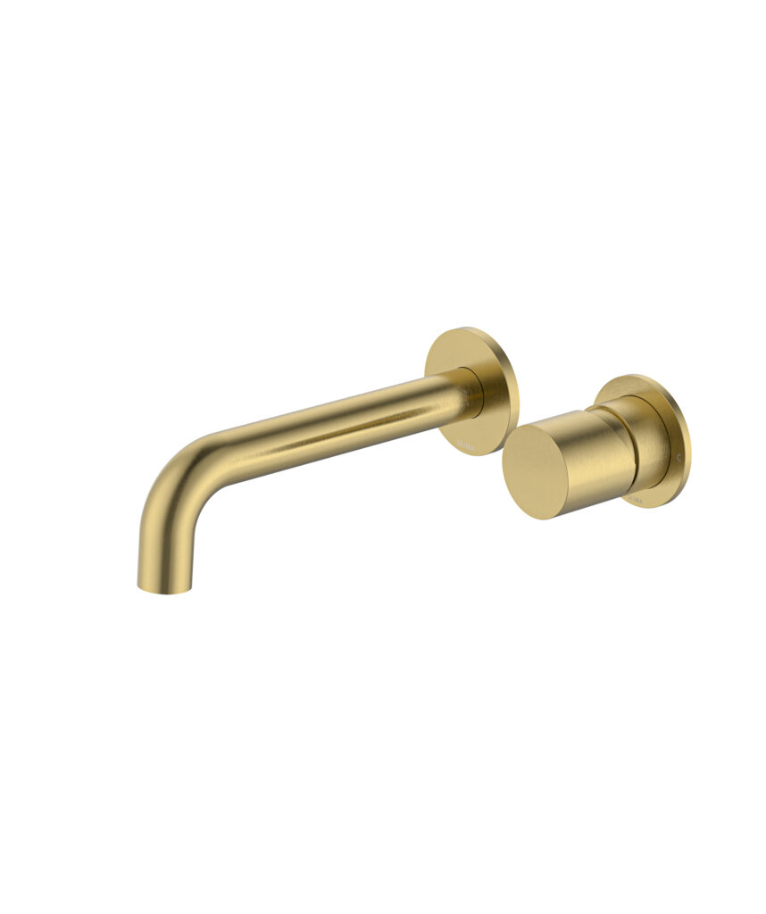 Enna Wall Mixer and Spout Set with Separate Backplates - Lead Free - Brushed Gold
