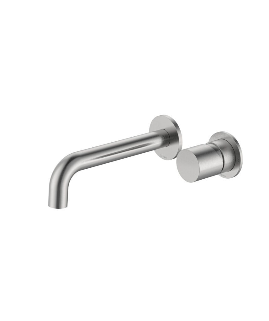 Enna Wall Mixer and Spout Set with Separate Backplates - Lead Free - Brushed SS