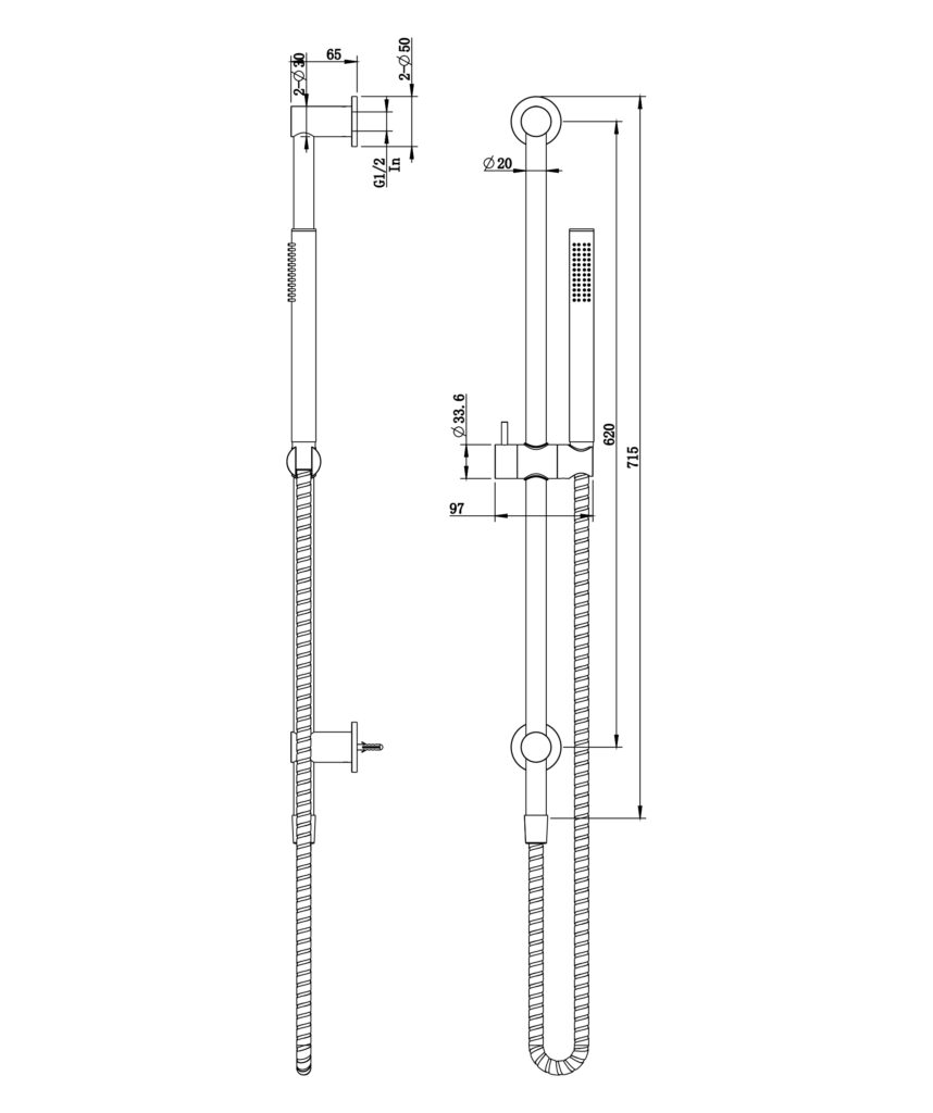 Enna Water Through Rail Shower - Black Matte