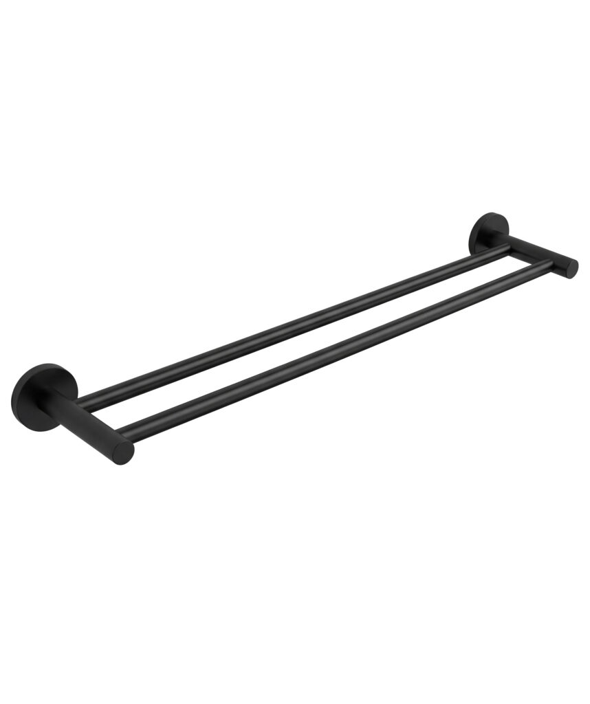 Anson Round Towel Rail Double 600mm - Black Matte