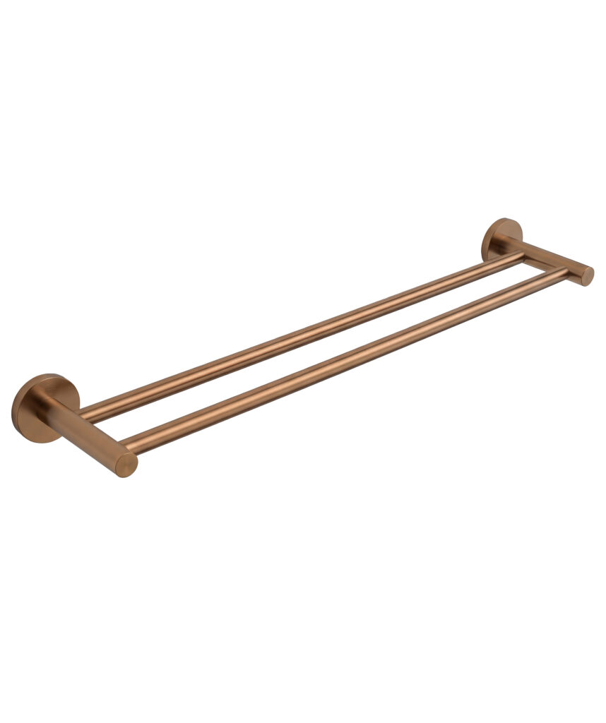 Anson Round Towel Rail Double 600mm - Brushed Bronze