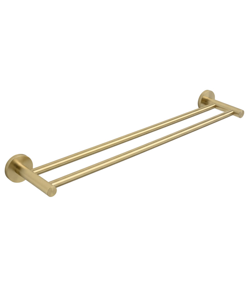 Anson Round Towel Rail Double 600mm - Brushed Gold