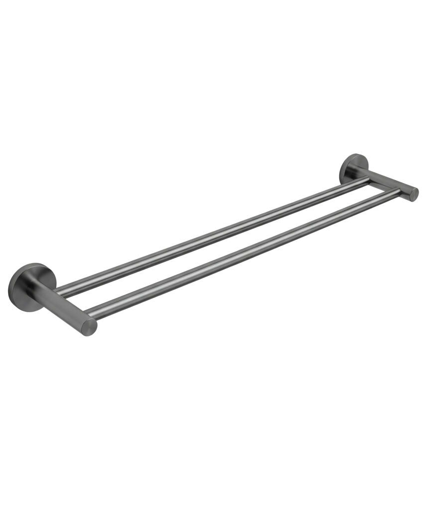 Anson Round Towel Rail Double 600mm - Gunmetal