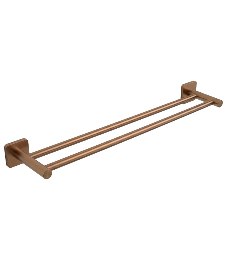 Anson Square Towel Rail Double 600mm - Brushed Bronze