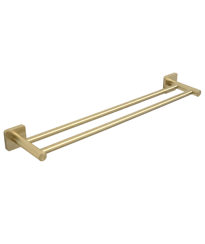 Anson Square Towel Rail Double 600mm - Brushed Gold