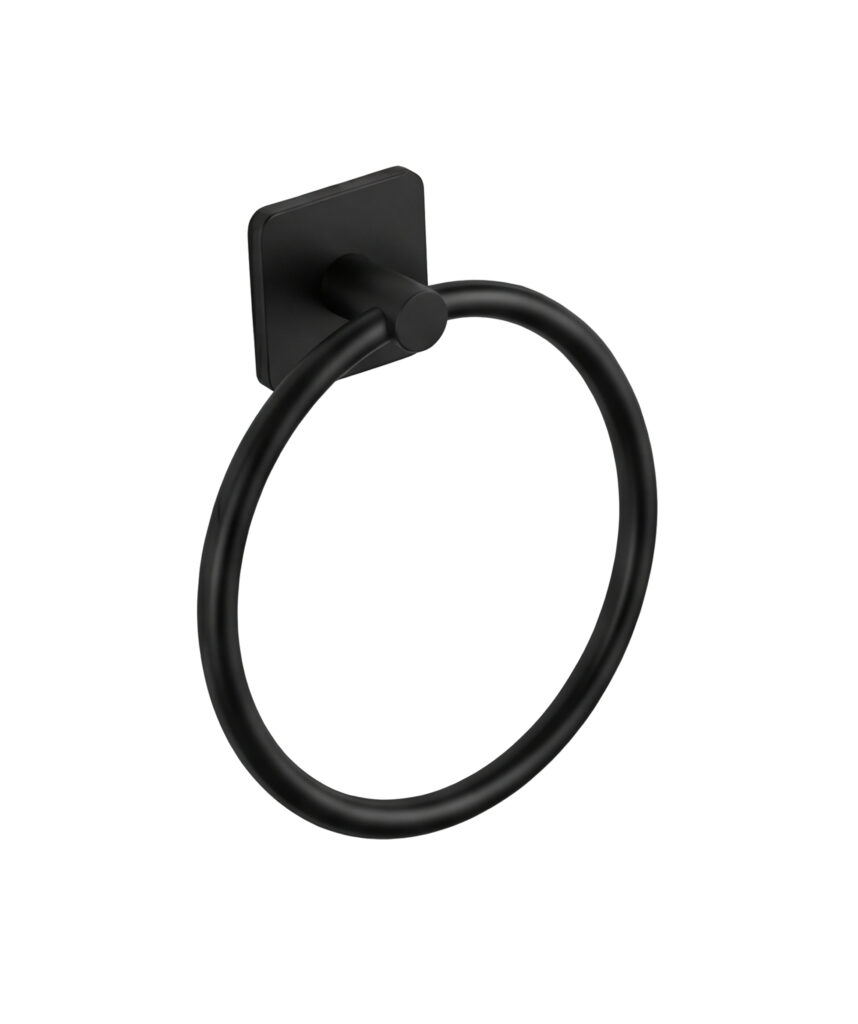 Anson Square Towel Ring - Black Matte