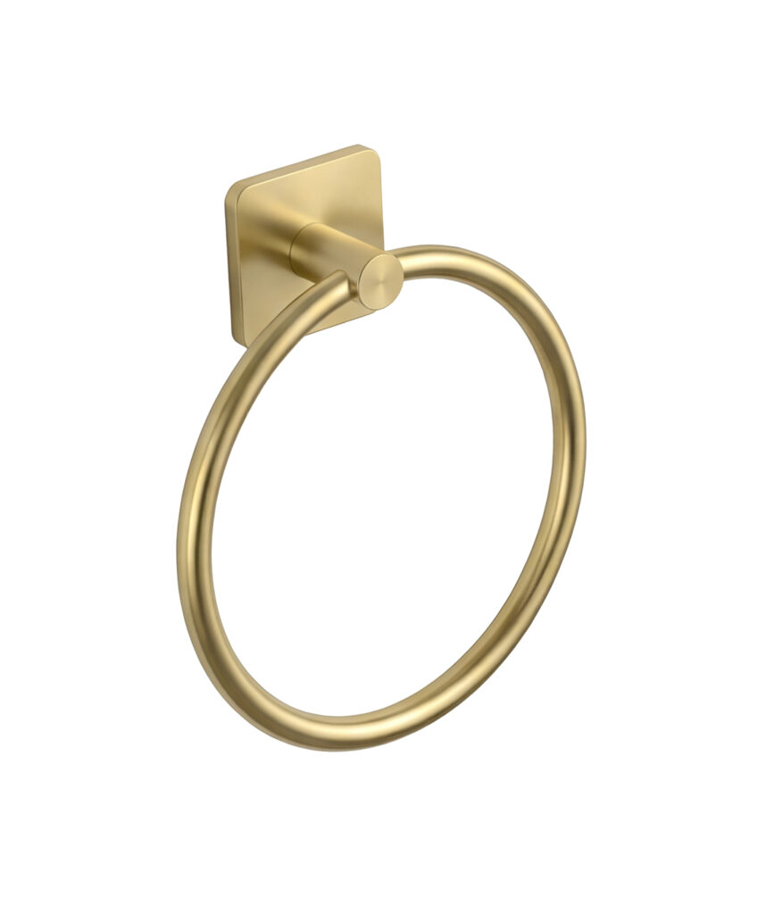 Anson Square Towel Ring - Brushed Gold