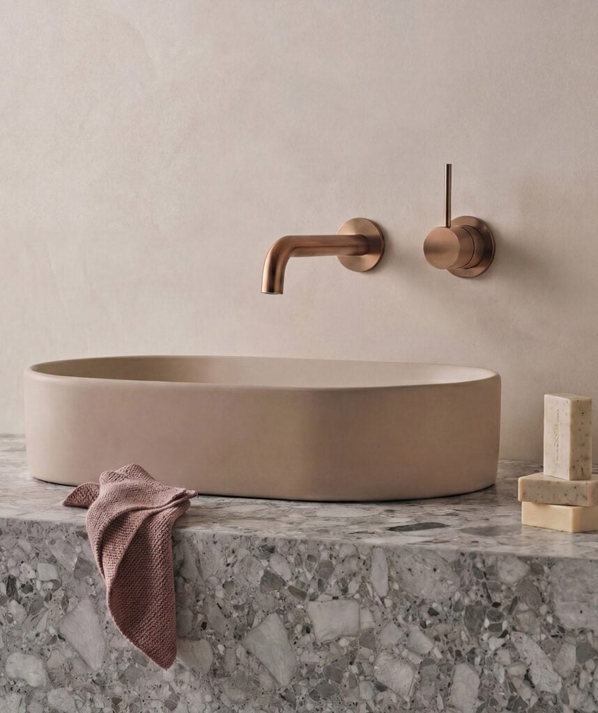 Anson Up Wall Mixer and Spout Set with Separate Backplates - Lead Free - Brushed Bronze